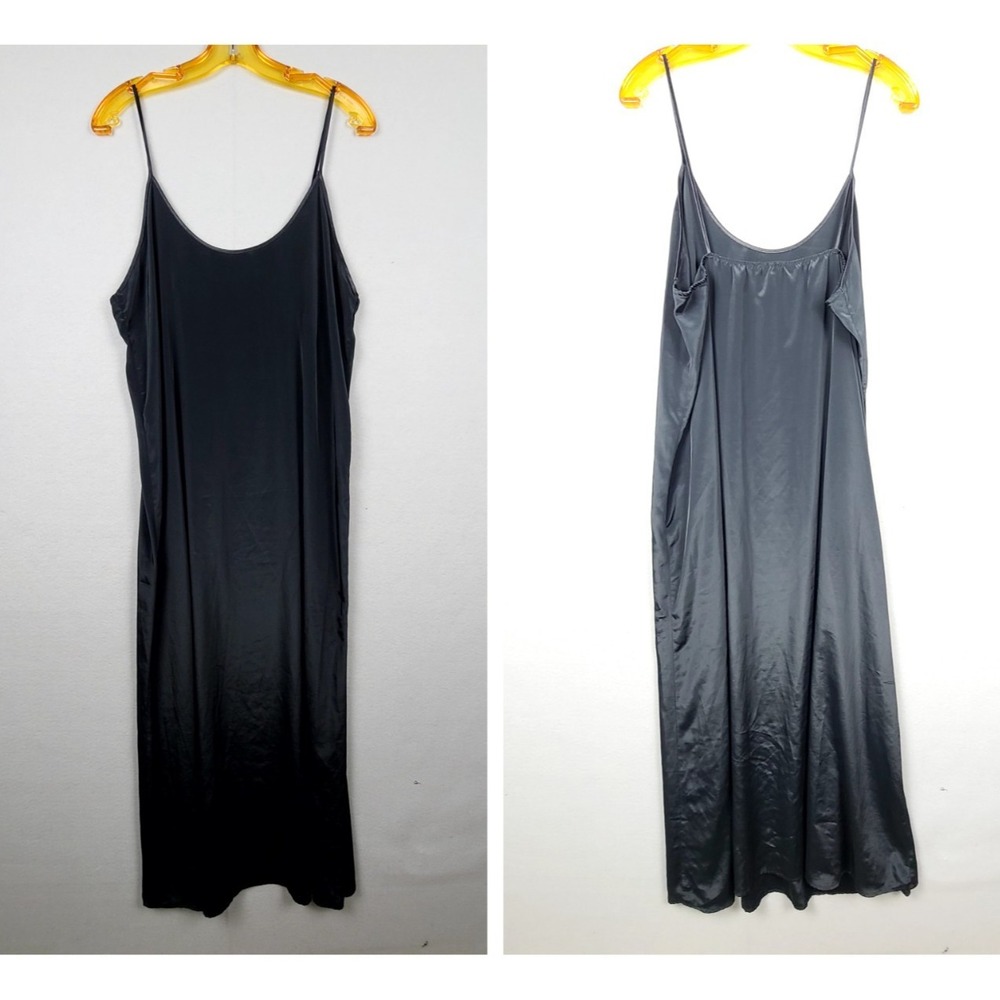 Vintage 1970s Miss Dior Black Satin Slip Dress Philippe Guiborgé Size Large